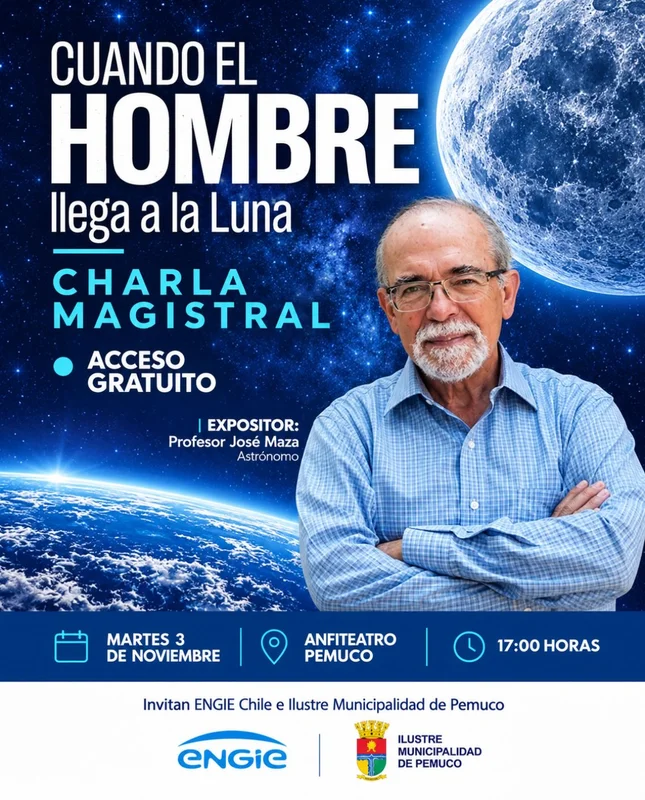 Charla Magistral del Profesor José Maza en Pemuco: Cuando el Hombre llega a la Luna