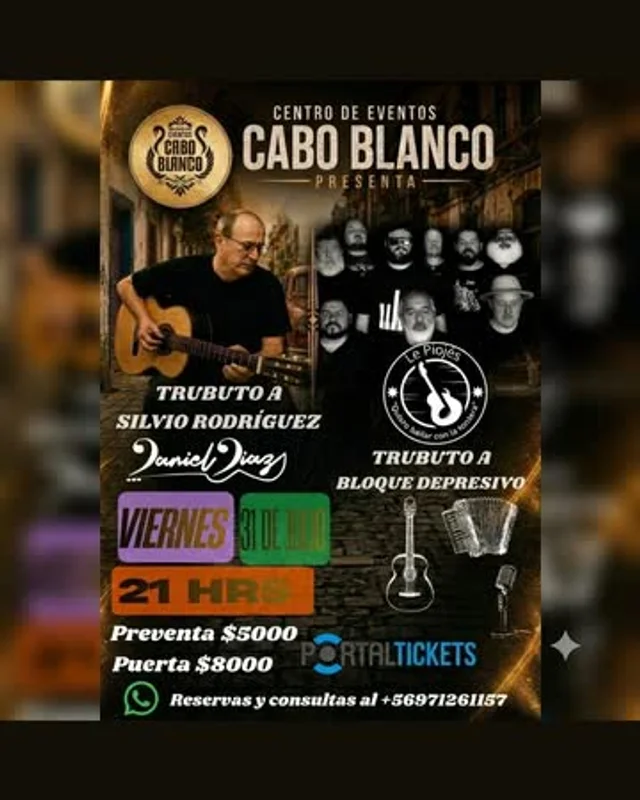 Tributo Silvio Rodriguez Y Tributo Bloque Depresivo En Centro De Eventos Cabo Blanco, Valdivia