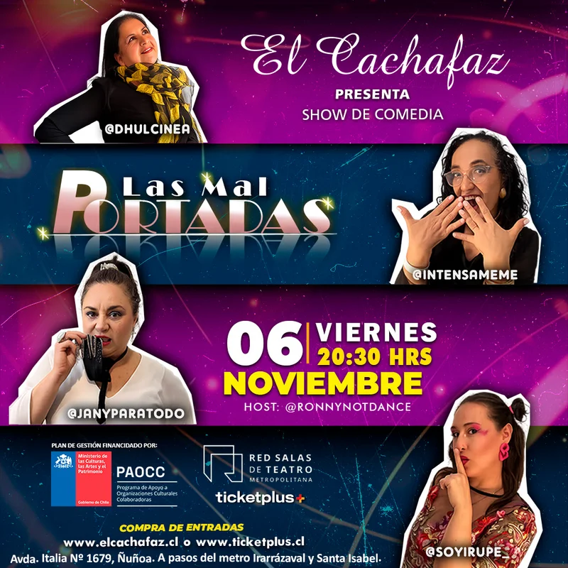 Show de Stand up-Las mal portadas-Viernes 6 Noviembre 20:30 hrs