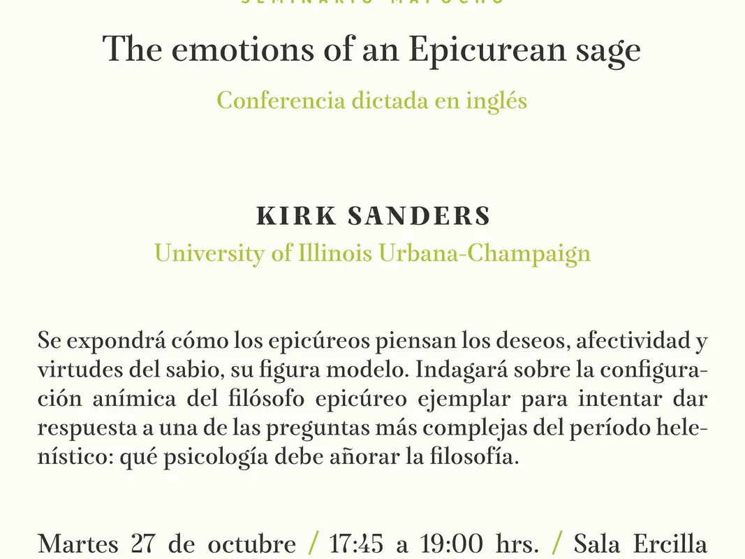 Seminario Mapocho - The emotions of an Epicurean sage