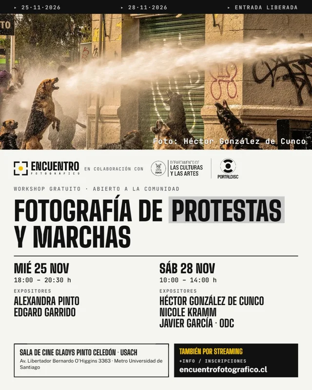 Workshop Gratuito De Fotografía De Protestas Y Marchas En Sala De Cine Gladys Pinto Celedón