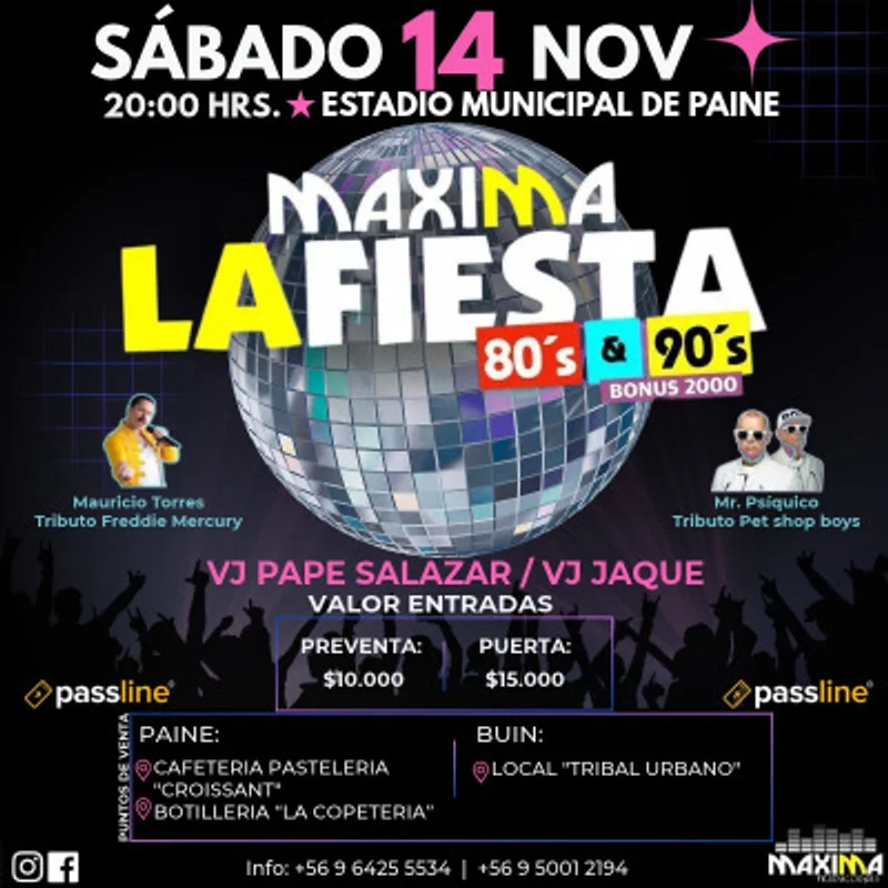 Fiesta Máxima 80 - 90s - 00