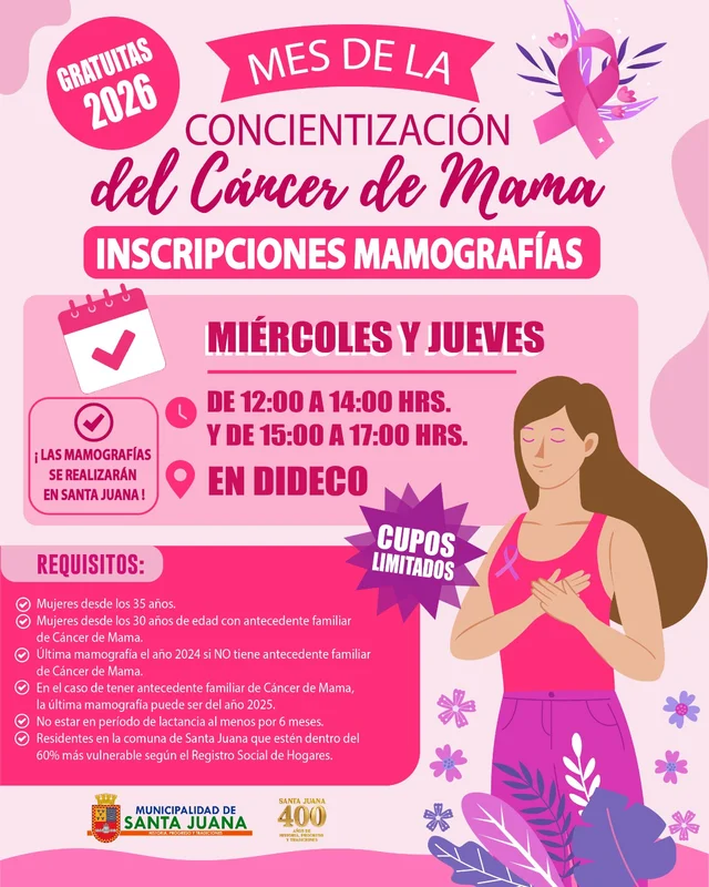 Mamografías gratuitas Santa Juana