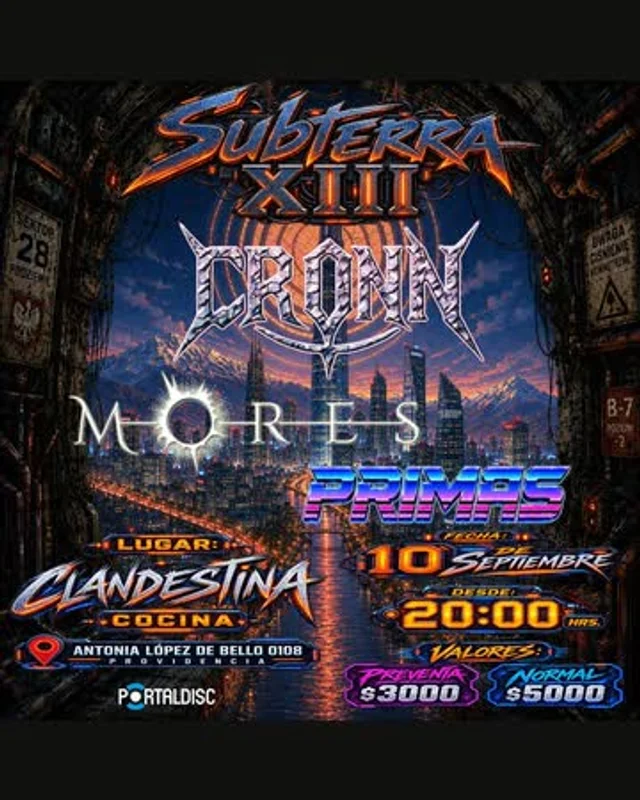 Subterra Xiii Presenta: Cronn + Mores + Primas En Vivo Cocina Clandestina ⚡