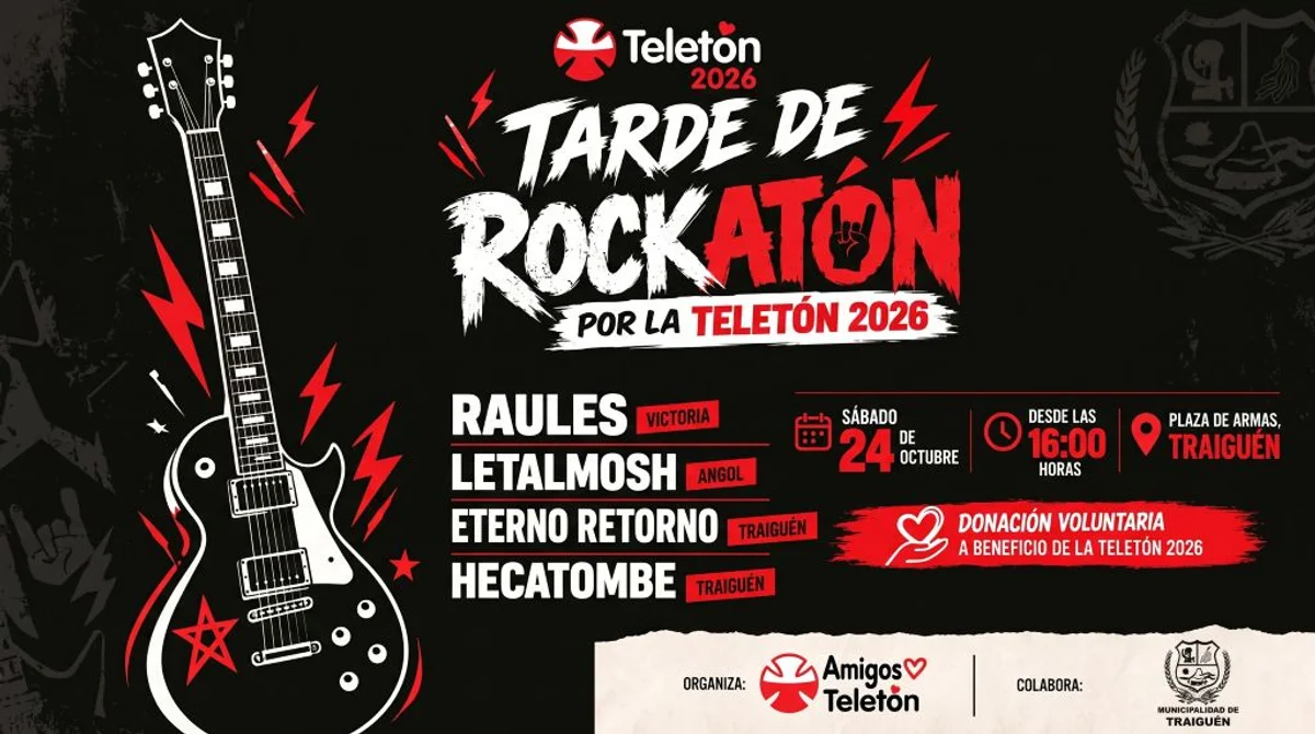 Traiguén vibrará con música y solidaridad en la "Tarde de Rockatón" por la Teletón 2026