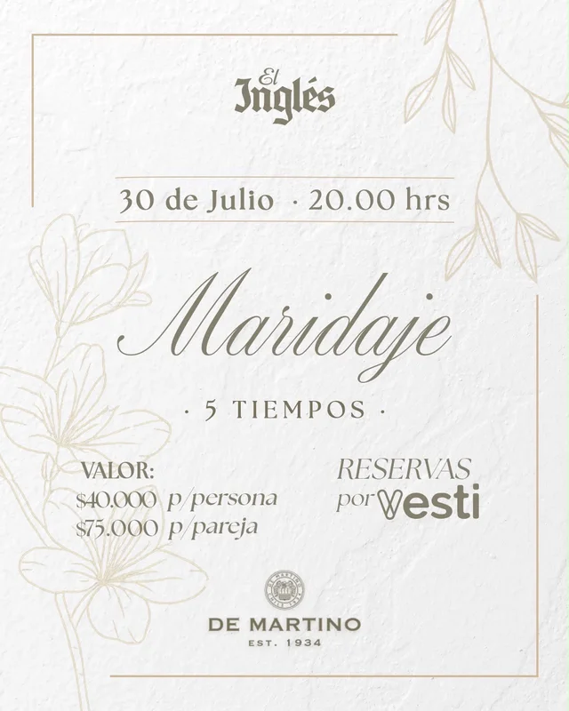 Maridaje 5 Tiempos | El Inglés & De Martino