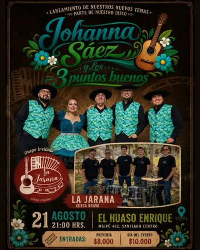 Viernes De Cuecas: Johanna Saez Y Los Tres Puntos Buenos Junto A La Jarana En El Huaso Enrique