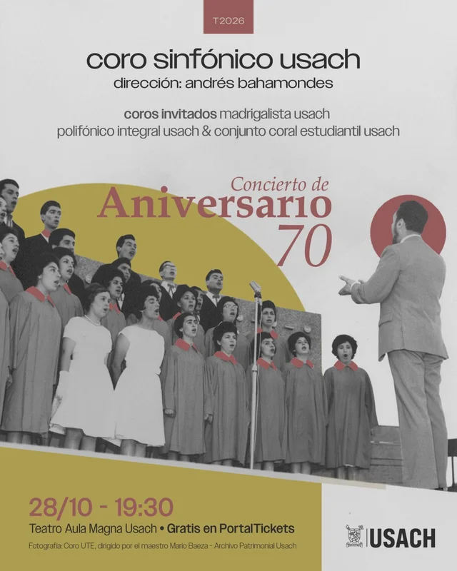 Coro Sinfónico USACH: Concierto De Aniversario 70 En Teatro Aula Magna USACH