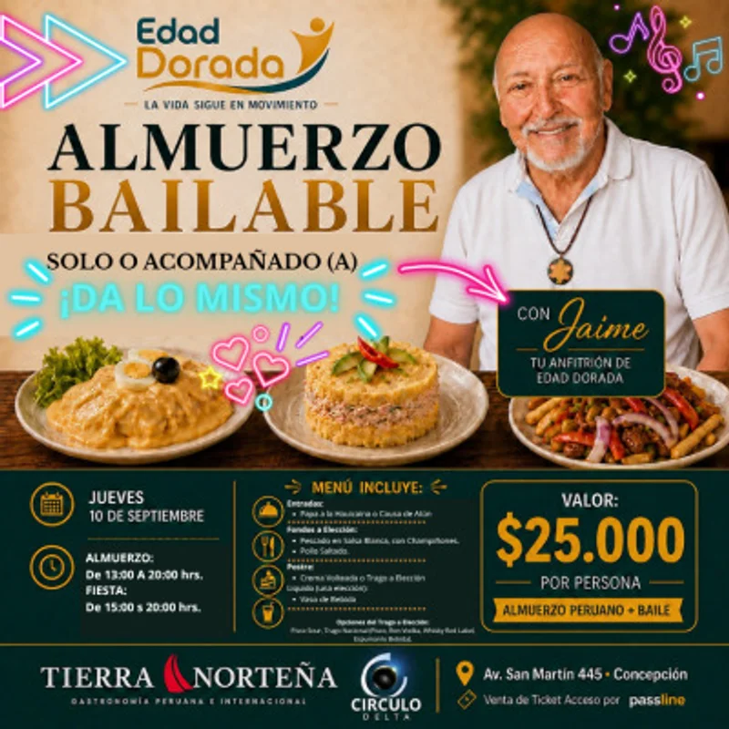 Almuerzo Bailable Edad Dorada 10 Septiembre