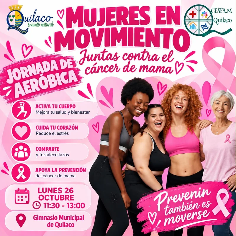 Mujeres en Movimiento: Jornada de Aeróbica Contra el Cáncer de Mama en Quilaco