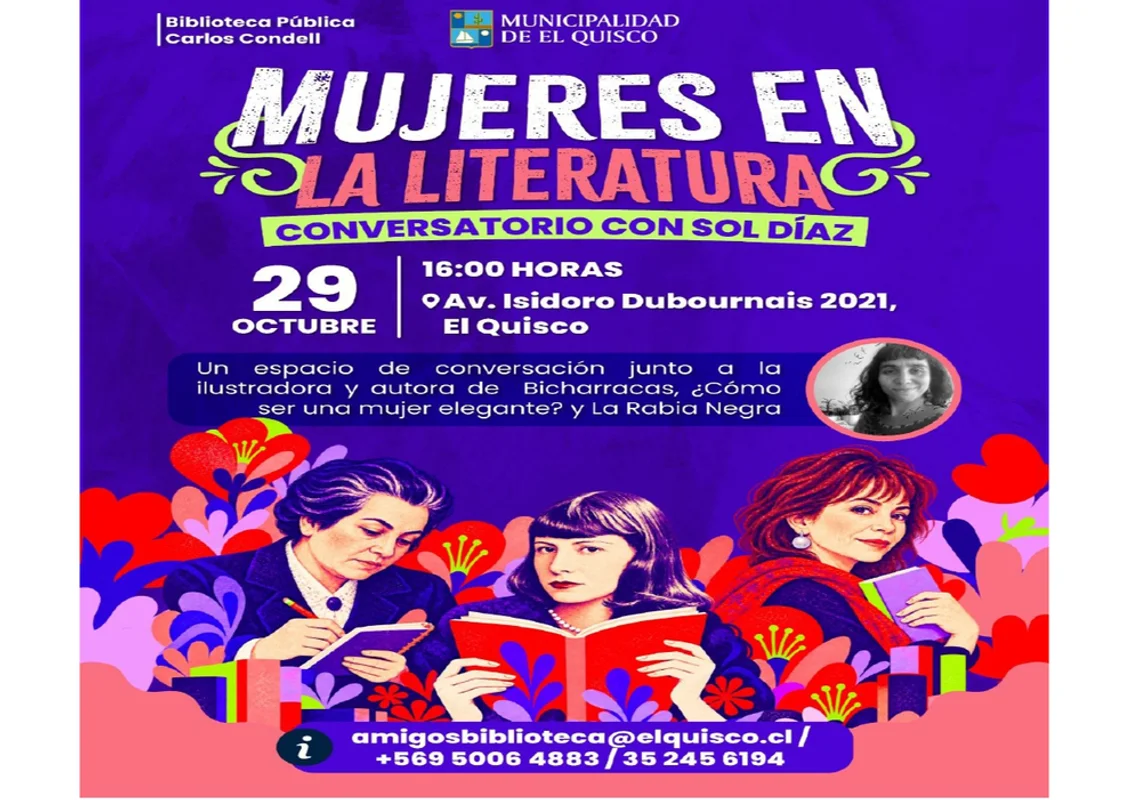 Mujeres en la literatura - expone Sol Díaz - Biblioteca El Quisco