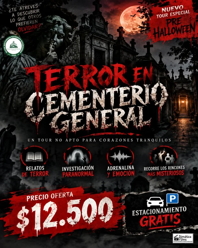 Tour En Precio Oferta - Terror En Cementerio General - Especial Pre Halloween Sabado 24 Octubre 2026 23 Horas