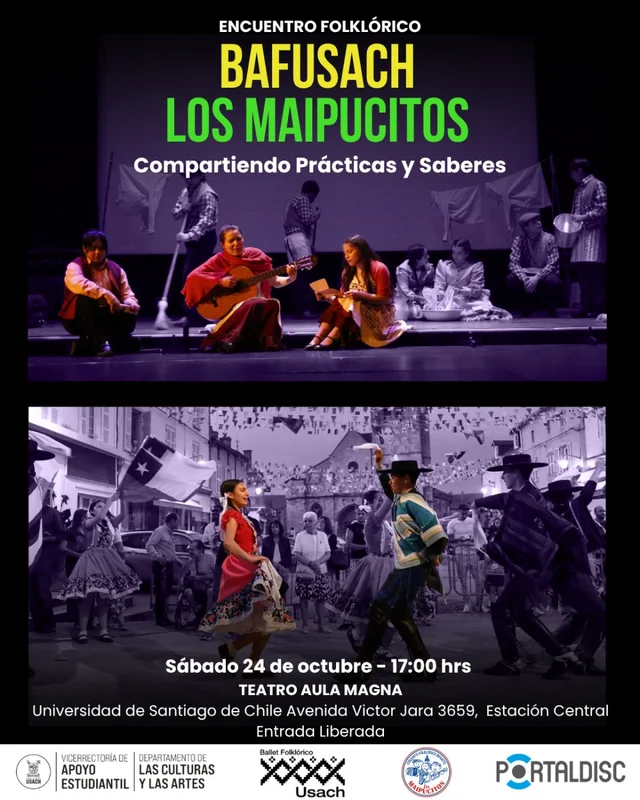 Encuentro Folklórico: Compartiendo Prácticas Y Saberes. Bafusach Y Los Maipucitos En Teatro Aula Magna USACH