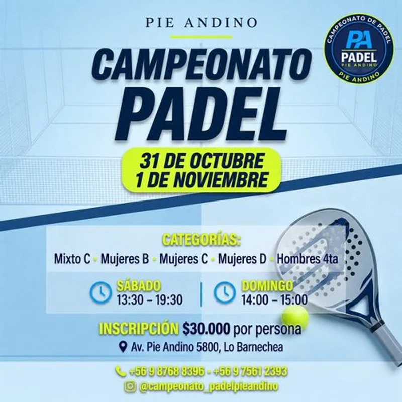 Campeonato Padel Pie Andino 
Fecha 9