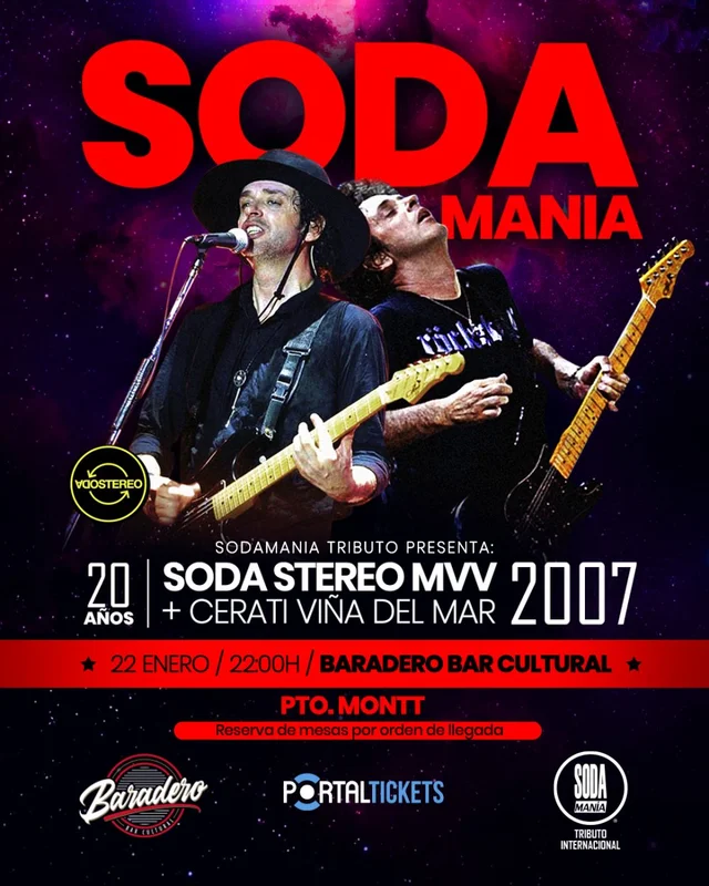 Sodamania: Tributo Internacional A Soda Stereo En Baradero Bar Cultural, Puerto Montt