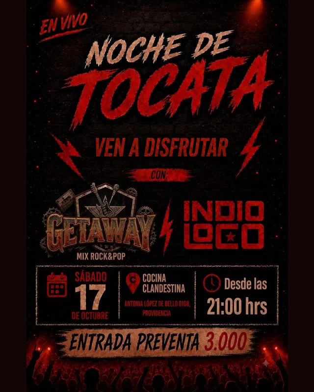 Noche De Tocata Con Get Away + Indio Loco