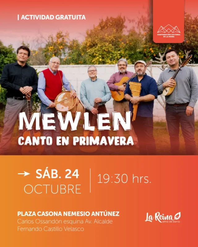 Mewlen presenta "Canto en Primavera" concierto gratuito al aire libre en la Casona Nemesio Antúnez