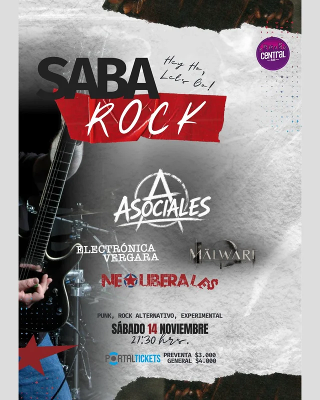 Saba Rock: Asociales + Neoliberales + Malware + Electrónica Vergara En Central Bar, Talca