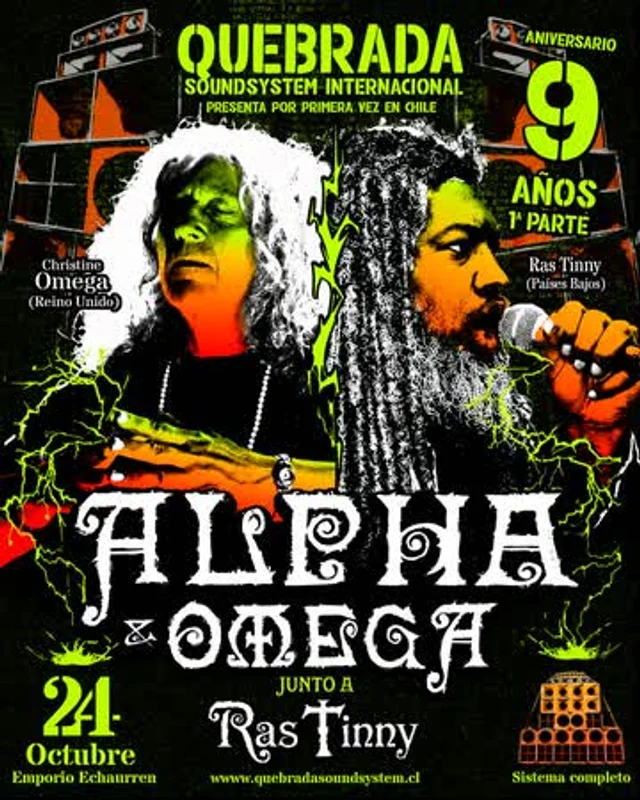 Quebrada Soundsystem Internacional Presenta Alpha & Omega Junto A Ras Tinny En Emporio Echaurren
