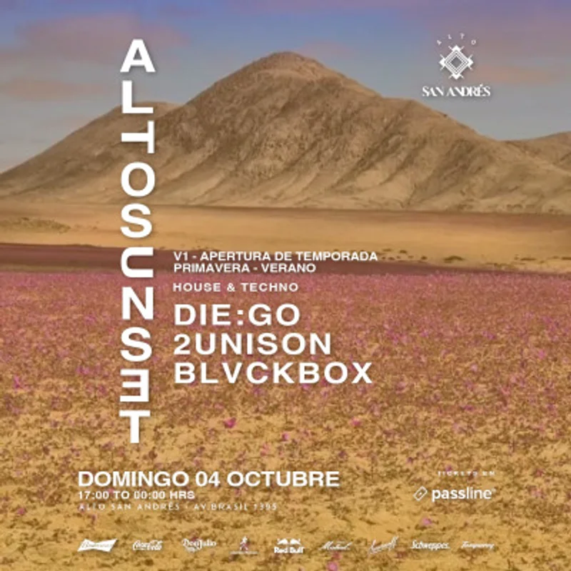 Domingo 04 Octubre | Alto Sunset: 2unison + Blvcbox + Die:Go | Alto San Andres | Valparaiso - V Regi