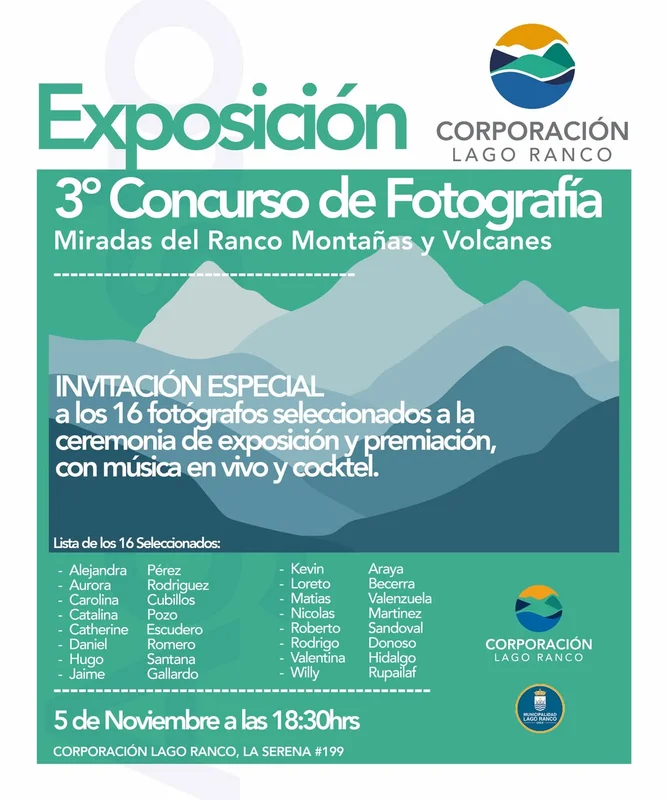 Exposición y premiación del 3° Concurso de Fotografía: Miradas del Ranco Montañas y Volcanes.