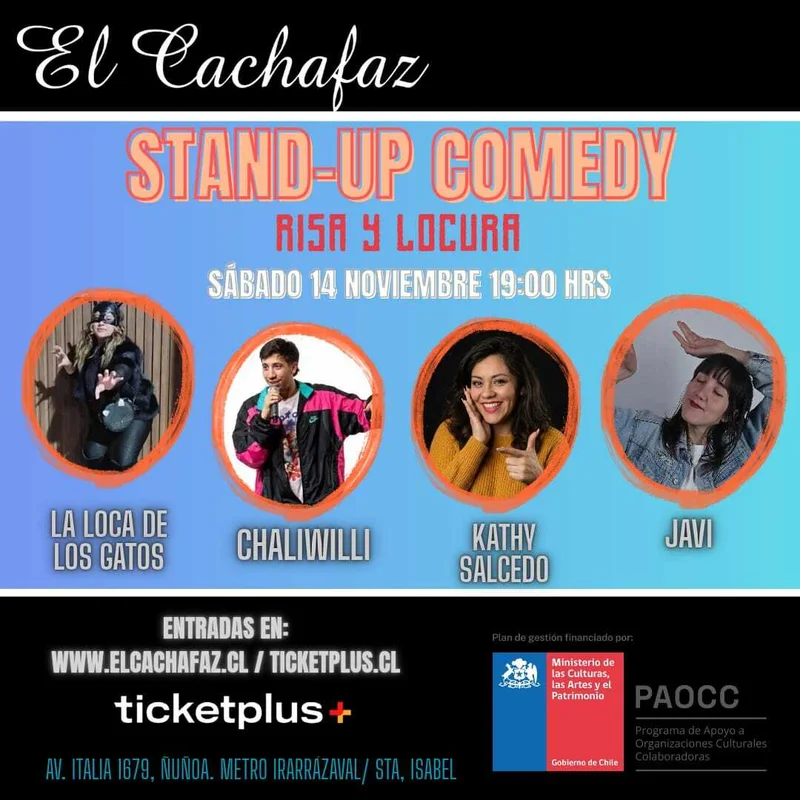 Show de Stand up-Risa y locura- Sabado 14 Noviembre 19hrs