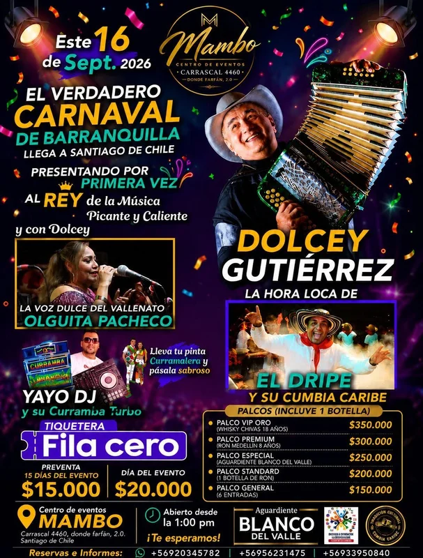 Carnaval de Barranquilla: Dolcey Gutiérrez en Chile