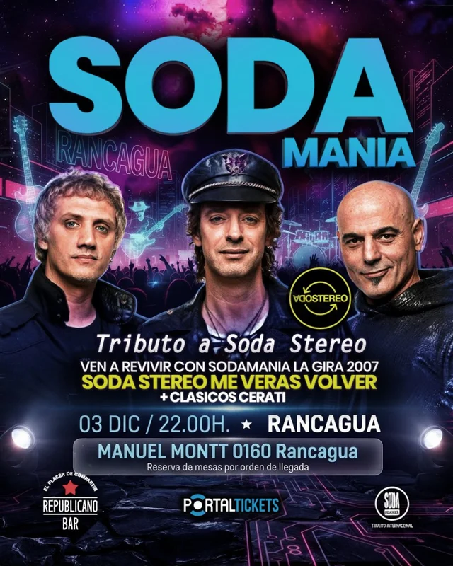 Sodamania: Tributo Internacional A Soda Stereo En Republicano Bar, Rancagua