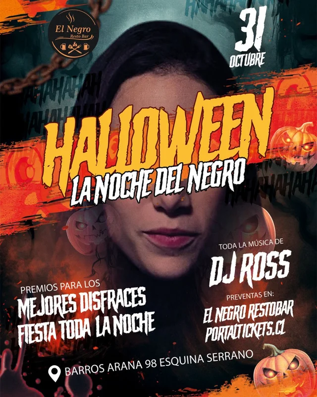 Fiesta Halloween La Noche Del Negro En El Negro Restobar, Concepción