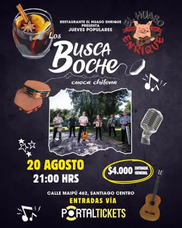 Jueves Populares: Los Buscaboche Cueca Brava En El Huaso Enrique