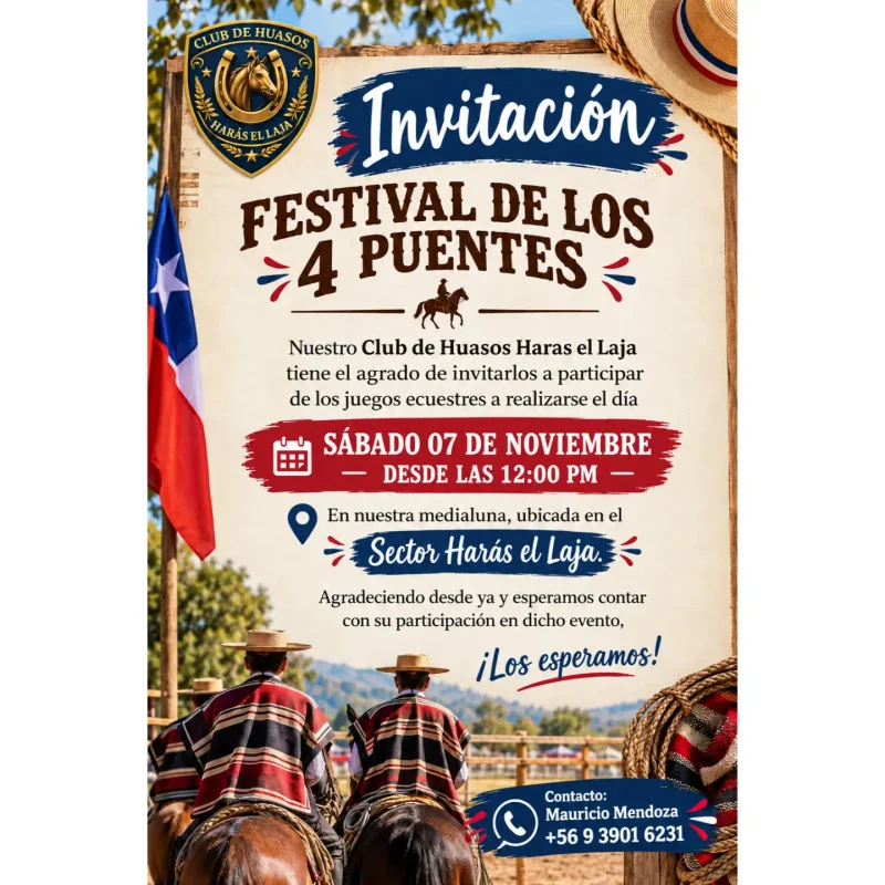 Festival de los 4 Puentes: Jornada de Tradiciones y Cultura Huasa en Laja