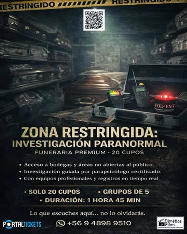 Tour Nocturno: Zona Restringida – Experiencia Paranormal Premium Funeraria Carrasco Hermanos - Sabado 15 De Agosto Del 2026 - 23:00 Horas