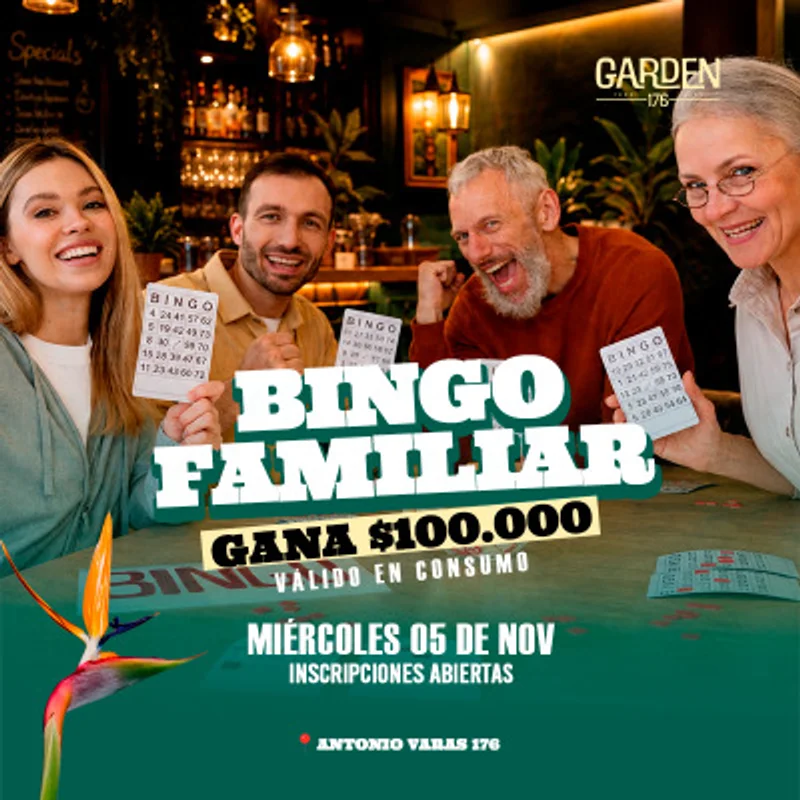 Bingo Familiar En Garden | ¡Gana $100.000 En Consumo!