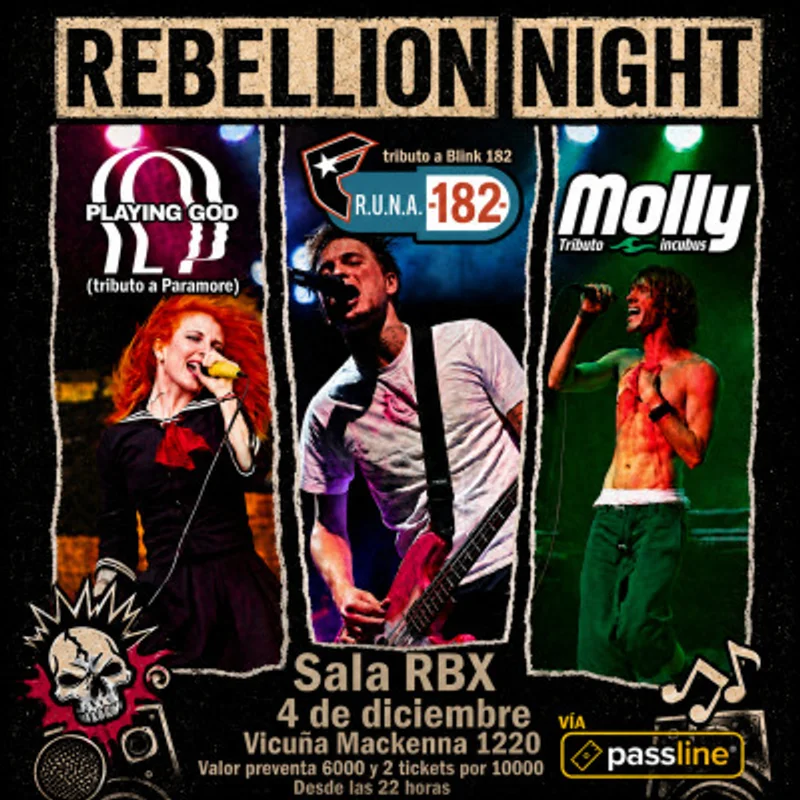 Rebellion Night — Tributos a Paramore, Blink-182 & Incubus