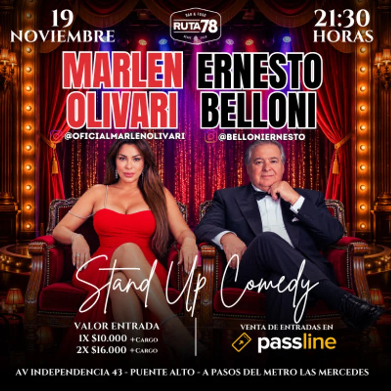 Stand Up Comedy con Che Copete y Marlen Olivari en Ruta 78
