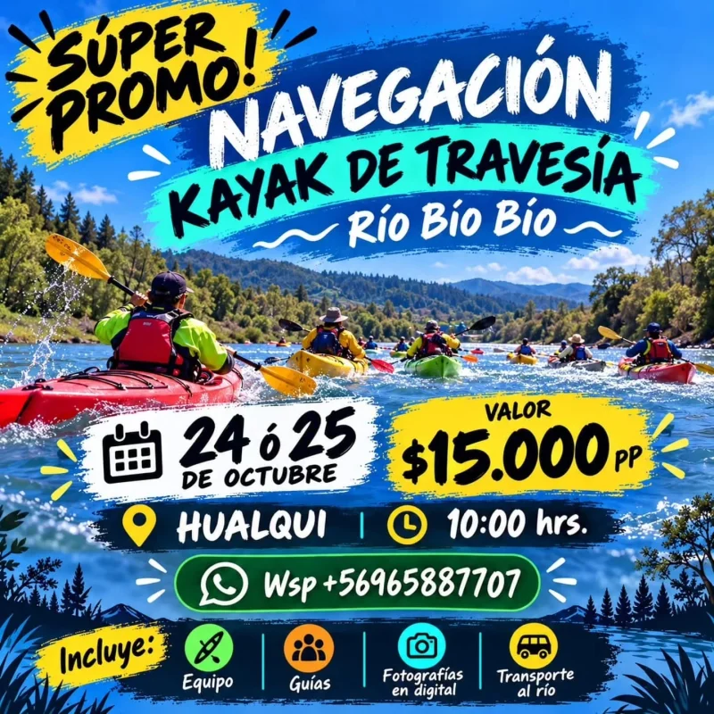 Navegación Kayak de Travesía Río Biobío
