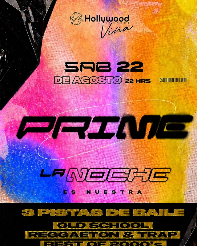 ★ SÁBADO PRIME ★ en Hollywood Viña  |  Sábado 22 de Agosto 2026