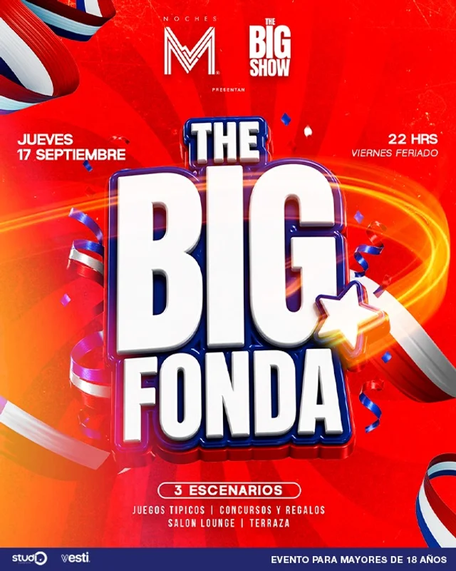 NOCHES M ®  y THE BIG SHOW en STUDIO VALPARAISO presentan THE BIG FONDA 🇨🇱  | JUEVES 17 SEPTIEMBRE 2026 (Viernes Feriado).