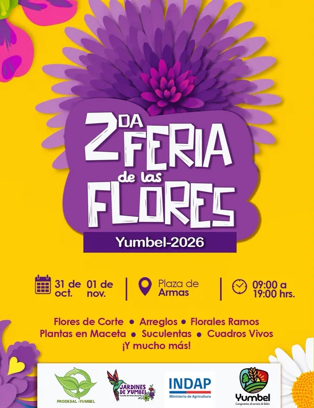 2.ª Feria de las Flores Yumbel 2026: plantas, flores y decoración en la Plaza de Armas