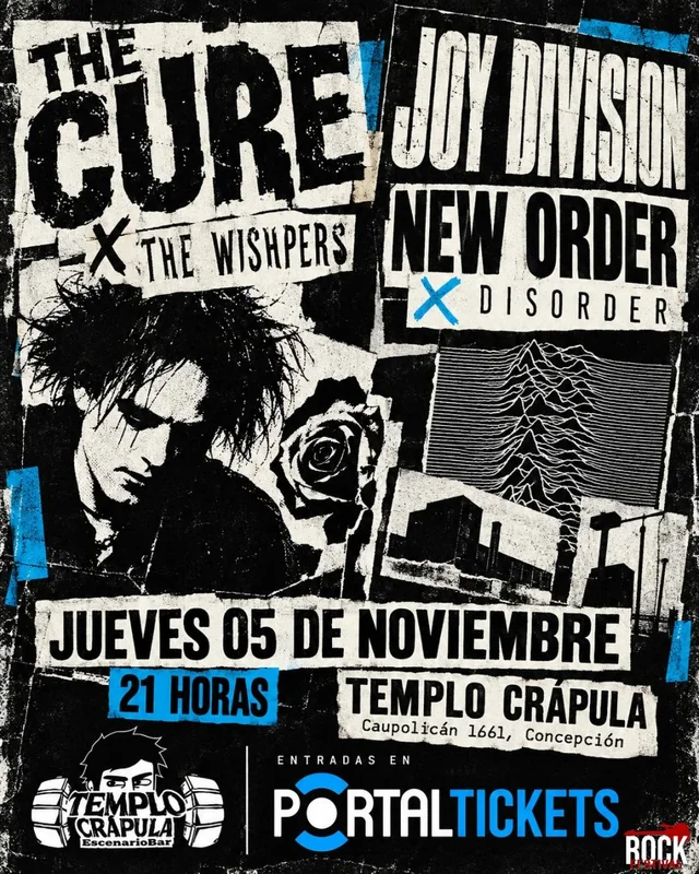 Noche New Wave: Tributo A The Cure X The Wishpers Y Joy Division + Tributo A New Order X Disorder En Templo Crápula, Concepción