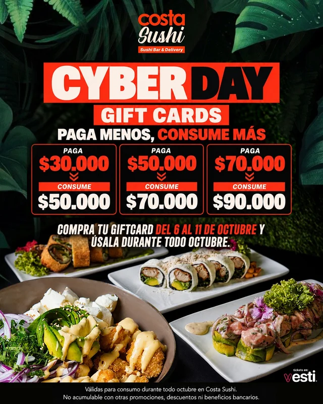 Cyber Days Costa Sushi Del 6 Al 11 De Octubre