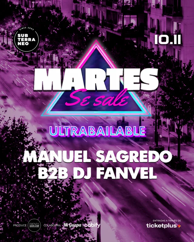 MARTES SE SALE! ★ MARTES 10 NOVIEMBRE ★ Club Subterráneo (+21)