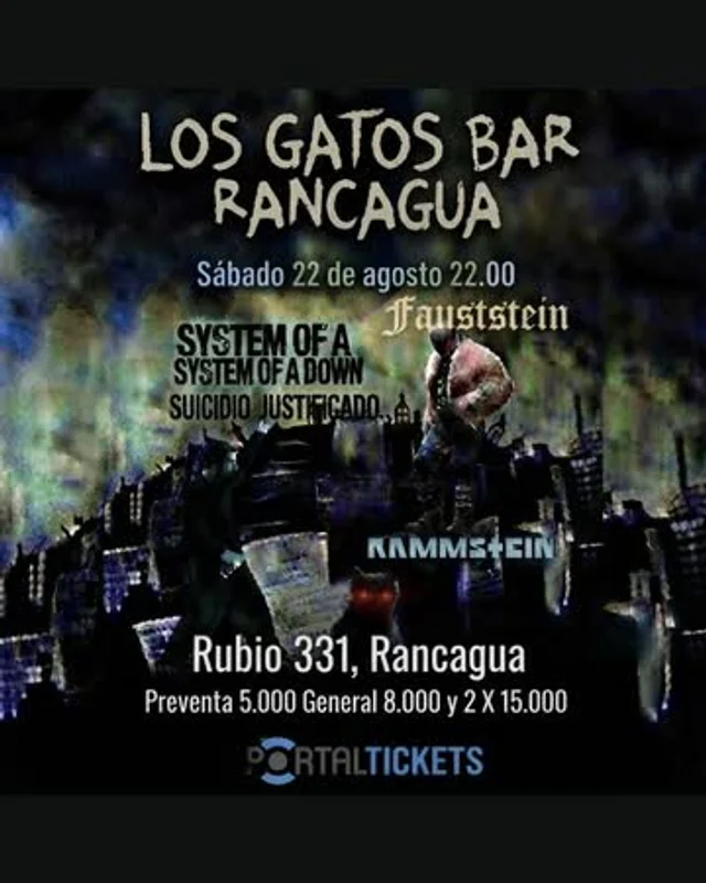 Fauststein: Tributo A Rammstein + Suicidio Justificado Tributo A System Of A Down En Los Gatos Bar, Rancangia