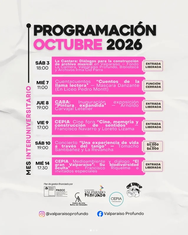 Valparaíso Profundo . Programación Octubra 2026